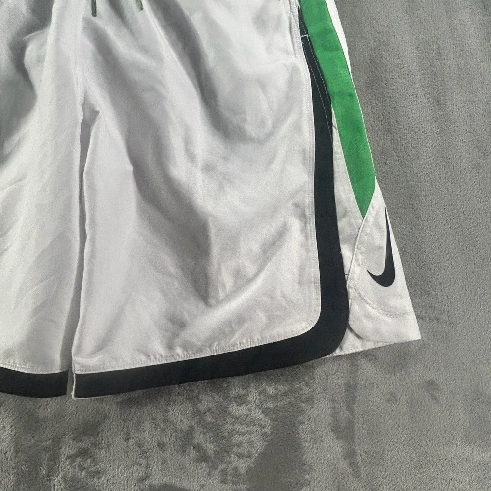 Nike Swim Shorts Mens Large White Green Black Colorblock Mesh Lined Trunks Logo
